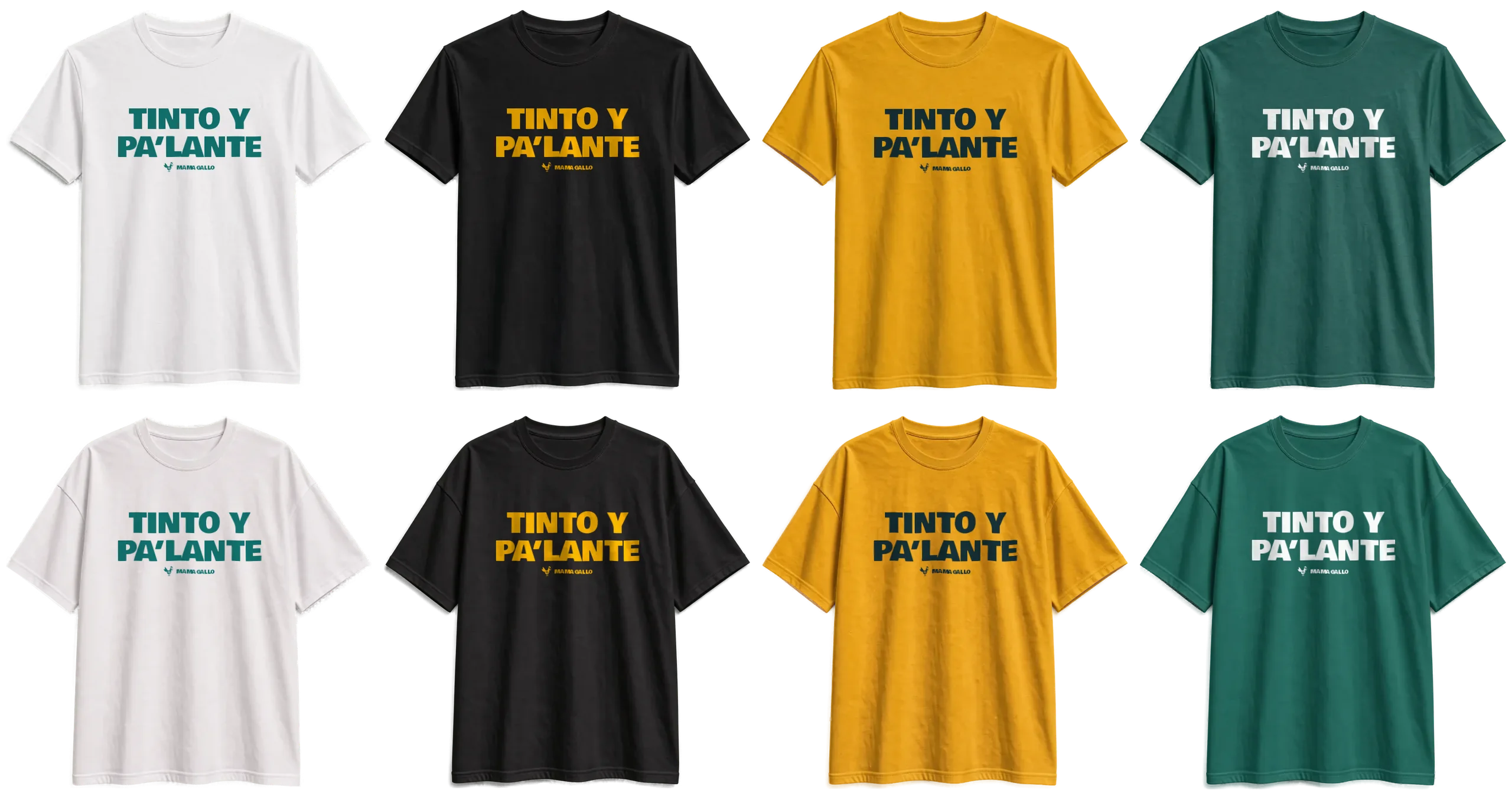 Camiseta blanca regular con el diseño Tinto y pa’lante